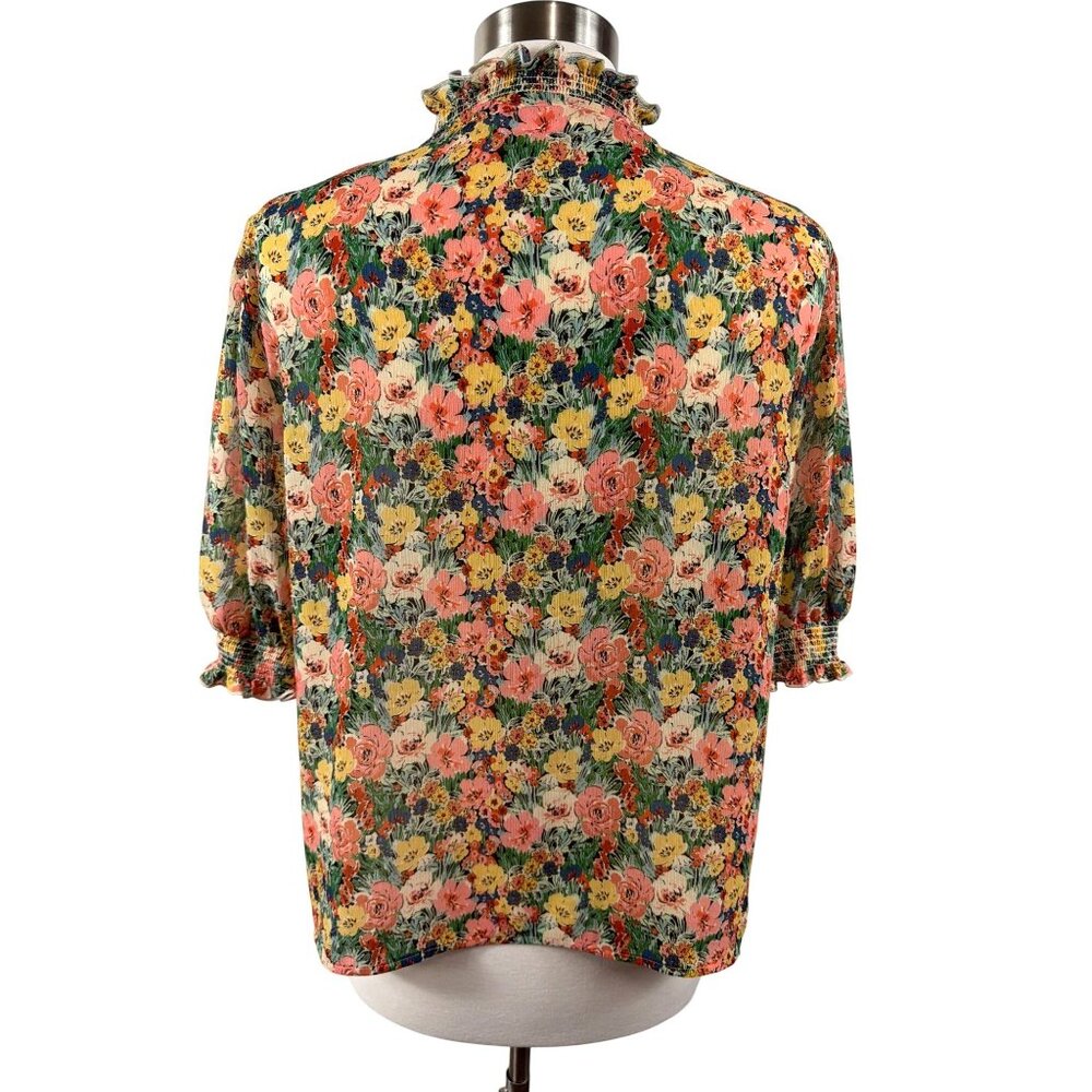 Sézane Noah Floral Ruffled Blouse in Jardin Pastel Size FR 44/US 12 - Picture 9 of 16
